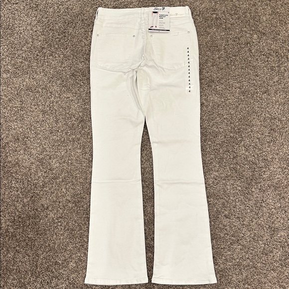 ❤️ Seven 7 Women's High Rise Tummy Less Bootcut Jeans in White Stretch Denim - Picture 8 of 8